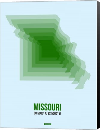 Framed Missouri Radiant Map 2 Print