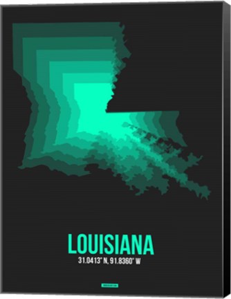 Framed Louisiana Radiant Map 6 Print