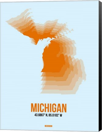 Framed Michigan Radiant Map 2 Print