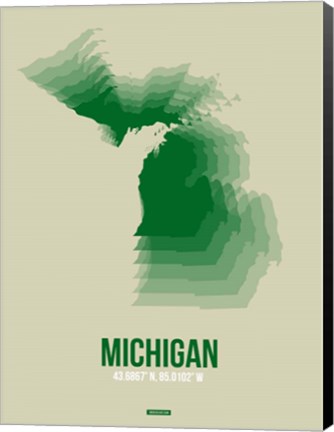 Framed Michigan Radiant Map 3 Print