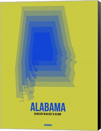 Framed Alabama Radiant Map 3 Print