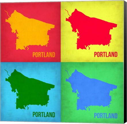 Framed Portland Pop Art Map 1 Print