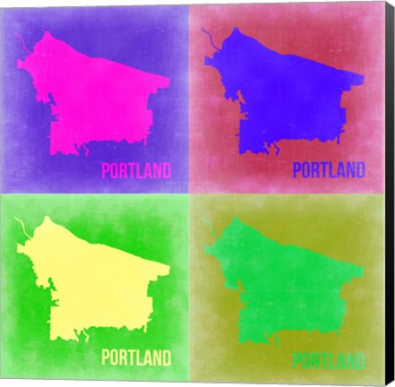 Framed Portland Pop Art Map 2 Print