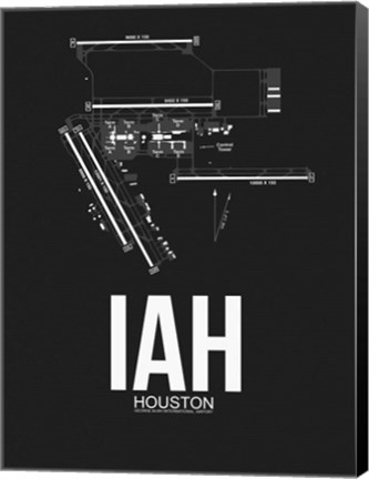 Framed IAH Houston Airport Black Print