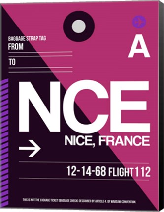 Framed NCE Nice Luggage Tag 1 Print