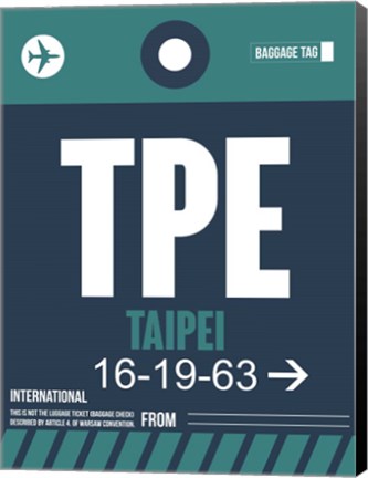 Framed TPE Taipei Luggage Tag 1 Print