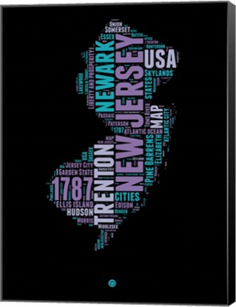 Framed New Jersey Word Cloud 1 Print