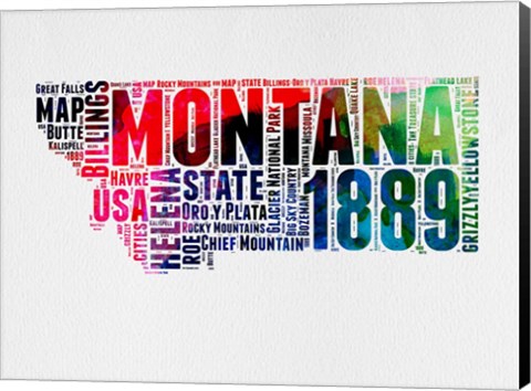 Framed Montana Word Cloud 2 Print