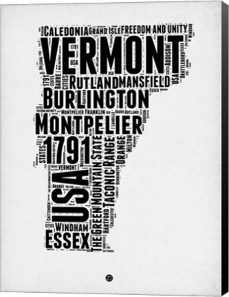 Framed Vermont Word Cloud 2 Print