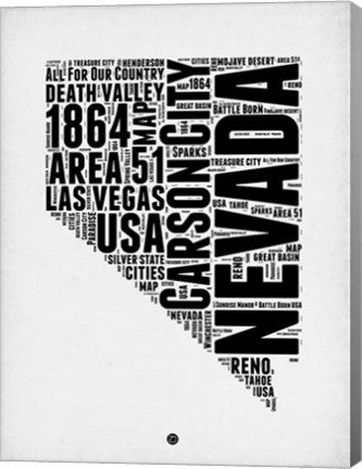 Framed Nevada Word Cloud 2 Print