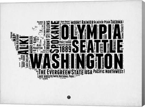 Framed Washington Word Cloud 2 Print