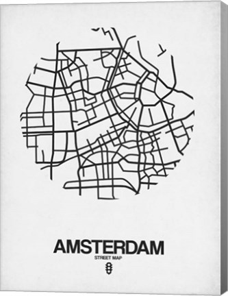 Framed Amsterdam Street Map White Print