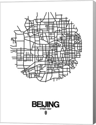 Framed Beijing Street Map White Print