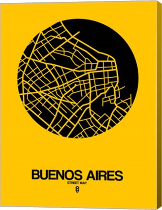 Framed Buenos Aires Street Map Yellow Print