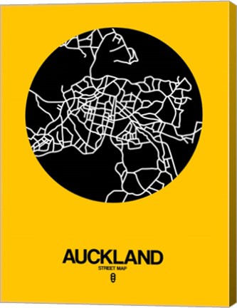 Framed Auckland Street Map Yellow Print