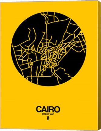 Framed Cairo Street Map Yellow Print