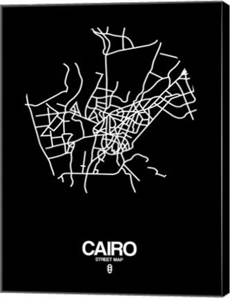 Framed Cairo Street Map Black Print