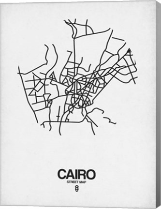 Framed Cairo Street Map White Print