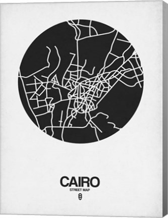 Framed Cairo Street Map Black on White Print