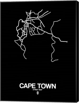 Framed Cape Town Street Map Black Print