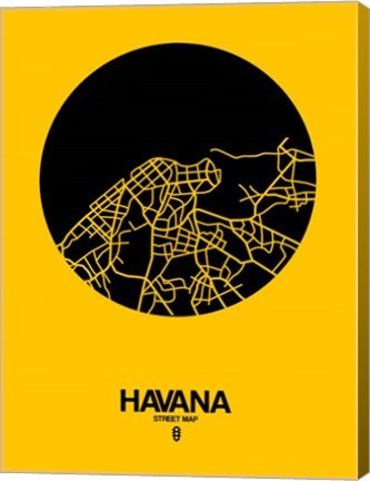 Framed Havana Street Map Yellow Print