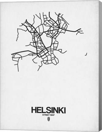 Framed Helsinki Street Map White Print