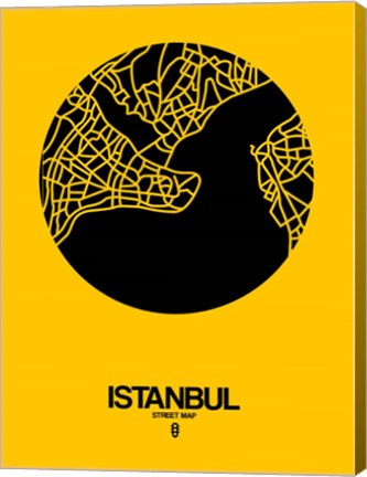 Framed Istanbul Street Map Yellow Print