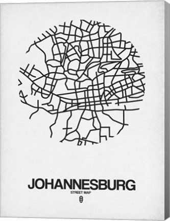 Framed Johannesburg Street Map White Print