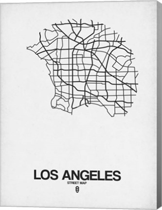 Framed Los Angeles Street Map White Print