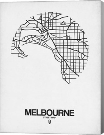 Framed Melbourne Street Map White Print