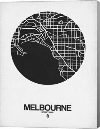 Framed Melbourne Street Map Black on White Print