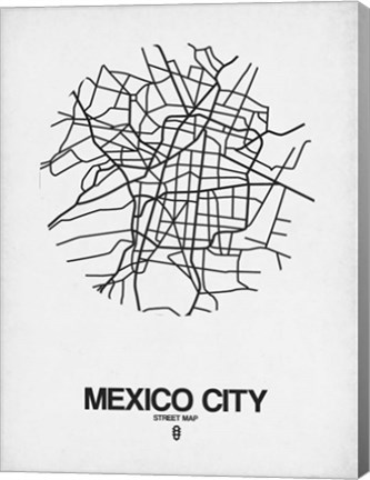 Framed Mexico City Street Map White Print