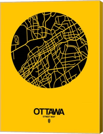 Framed Ottawa Street Map Yellow Print