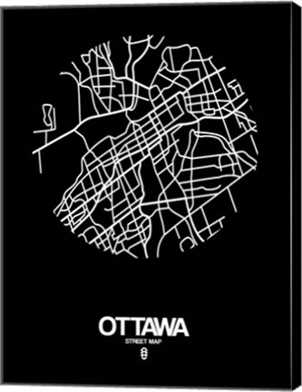 Framed Ottawa Street Map Black Print