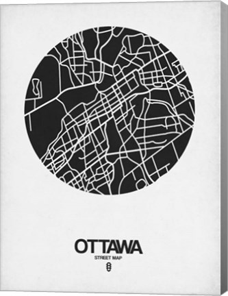 Framed Ottawa Street Map Black on White Print