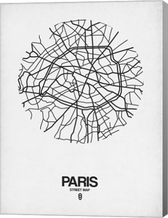 Framed Paris Street Map White Print