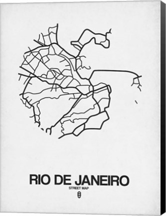 Framed Rio de Janeiro Street Map White Print