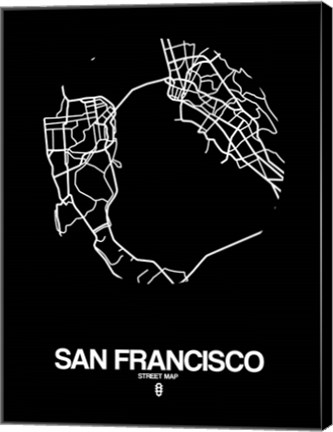 Framed San Francisco Street Map Black Print