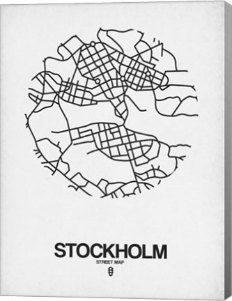 Framed Stockholm Street Map White Print