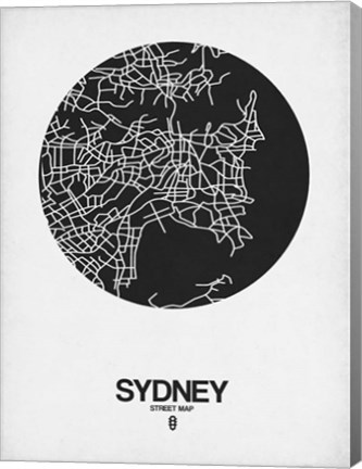 Framed Sydney Street Map Black on White Print