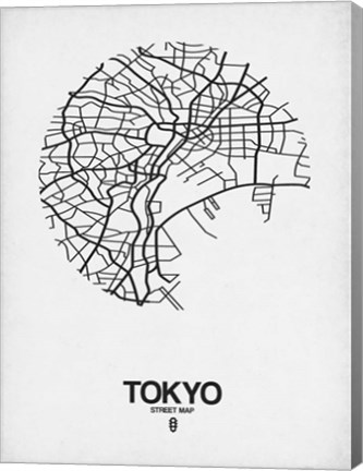 Framed Tokyo Street Map White Print