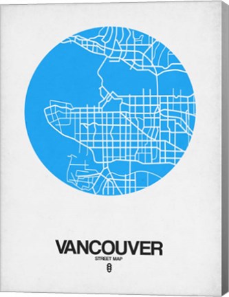 Framed Vancouver Street Map Blue Print