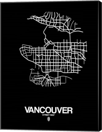 Framed Vancouver Street Map Black Print