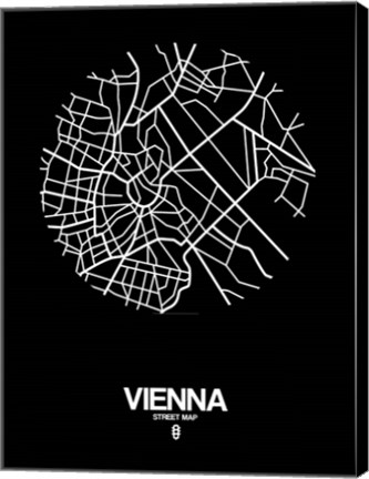 Framed Vienna Street Map Black Print