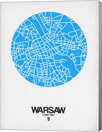 Framed Warsaw Street Map Blue Print