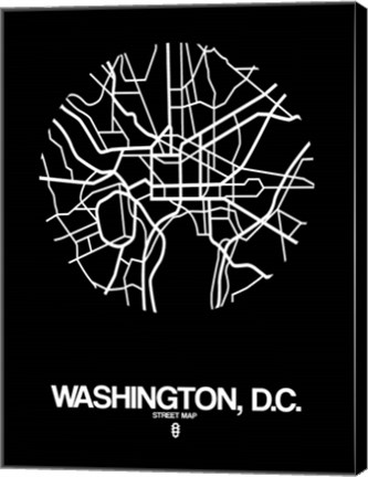 Framed Washington DC  Street Map Black Print