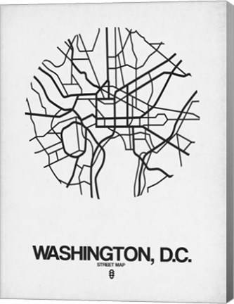 Framed Washington DC  Street Map White Print