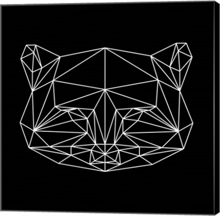 Framed Black Raccoon Polygon Print