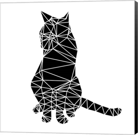 Framed Smart Black Cat Polygon Print