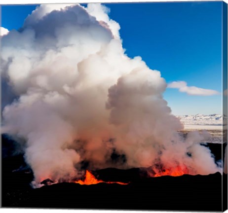 Framed Volcano Eruption at the Holuhraun Fissure, Bardarbunga Volcano, Iceland. Print